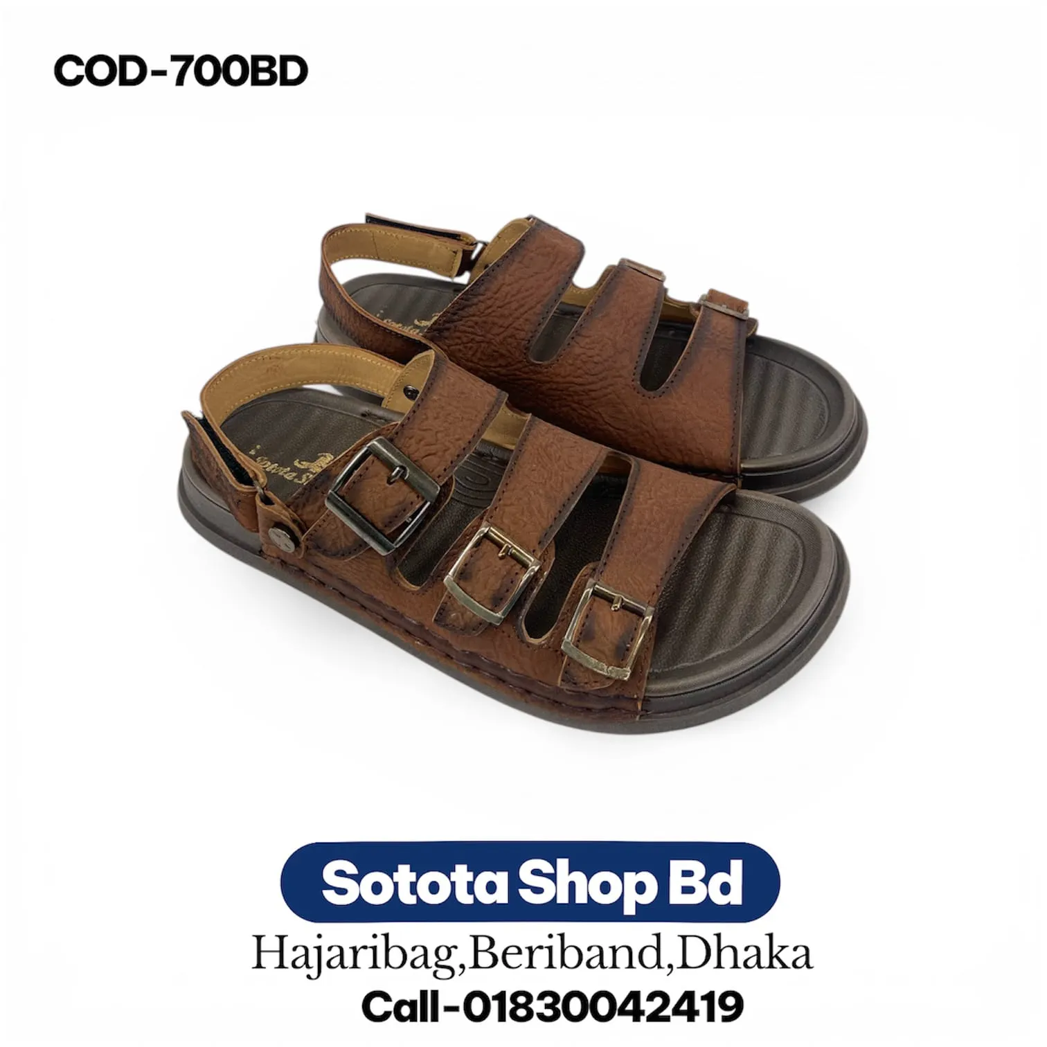 GENUINE LEATHER SANDAL (CHOCOLATE-700BD) - Image 3
