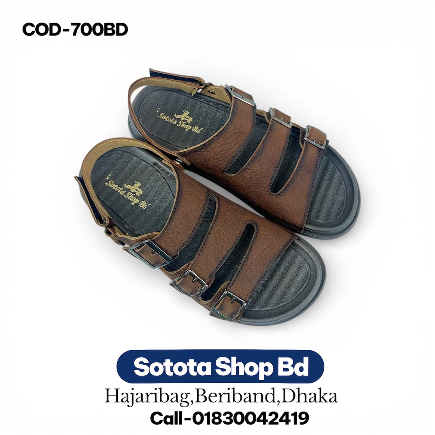 GENUINE LEATHER SANDAL (CHOCOLATE-700BD) - Image 2